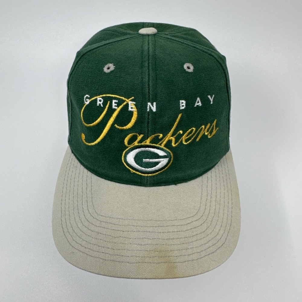 Vtg 90s Green Bay Packers SnapBack Hat Script Adult One Size NFL